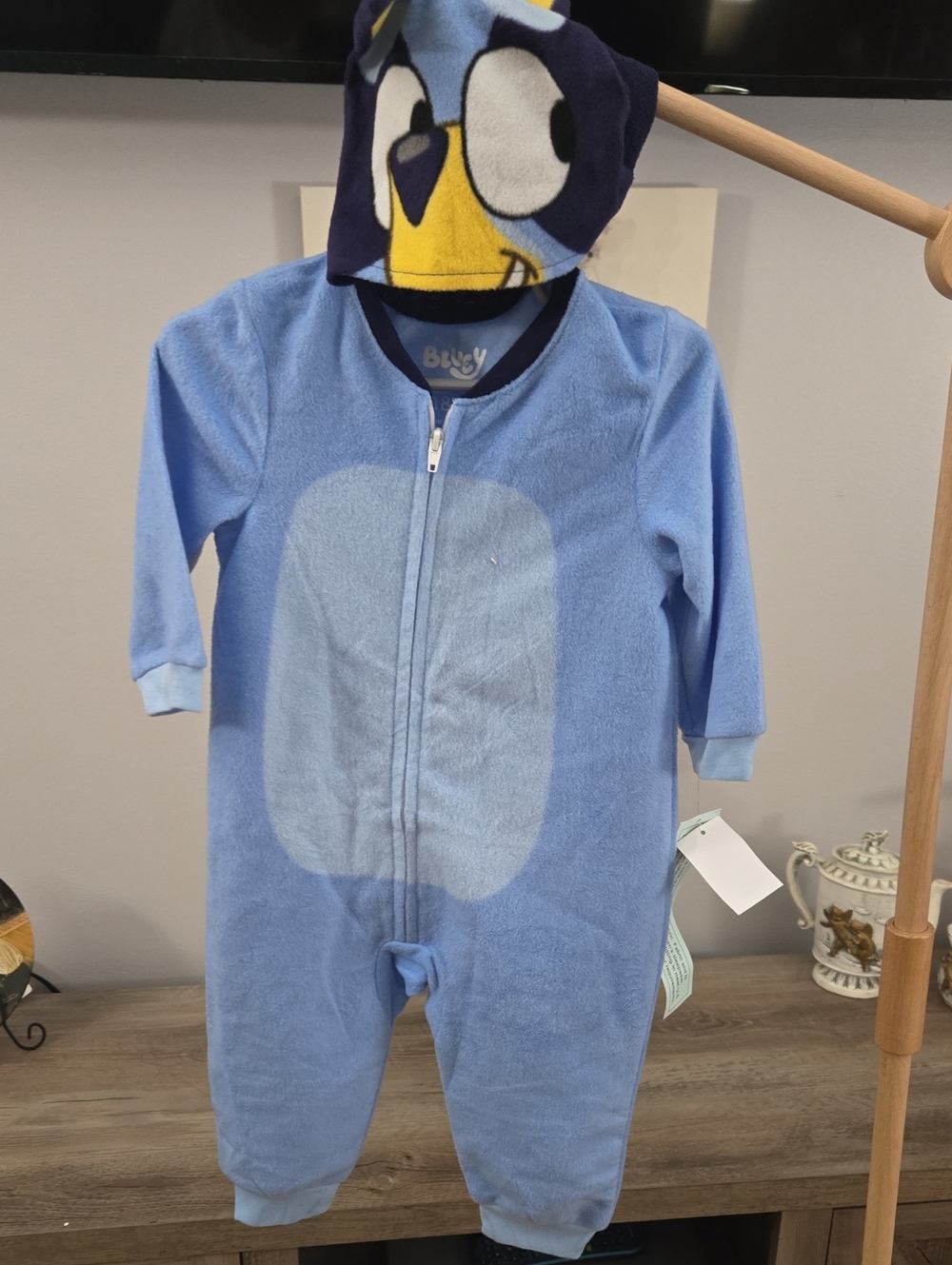 Blue Penguin Hooded Fleece Footie for Kids